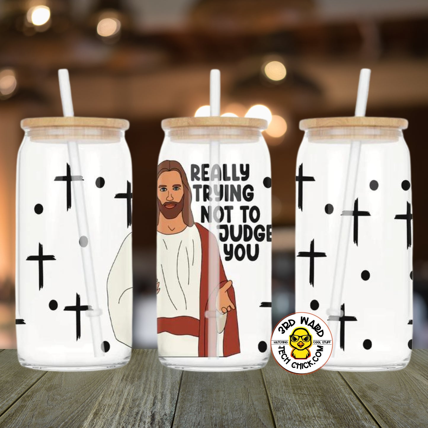 Not Judging 16 oz Glass Cup