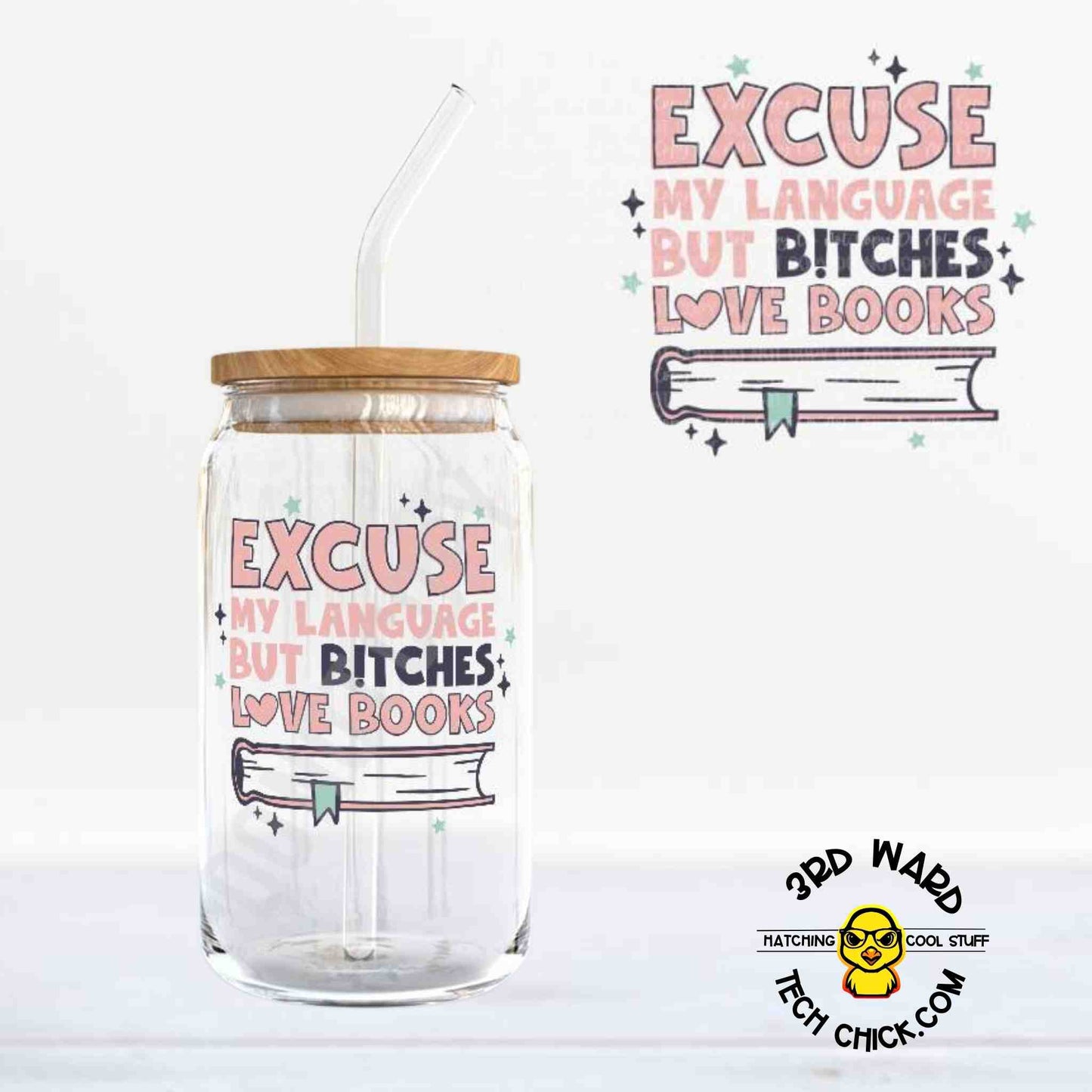 Love Books 16 oz Glass Cup