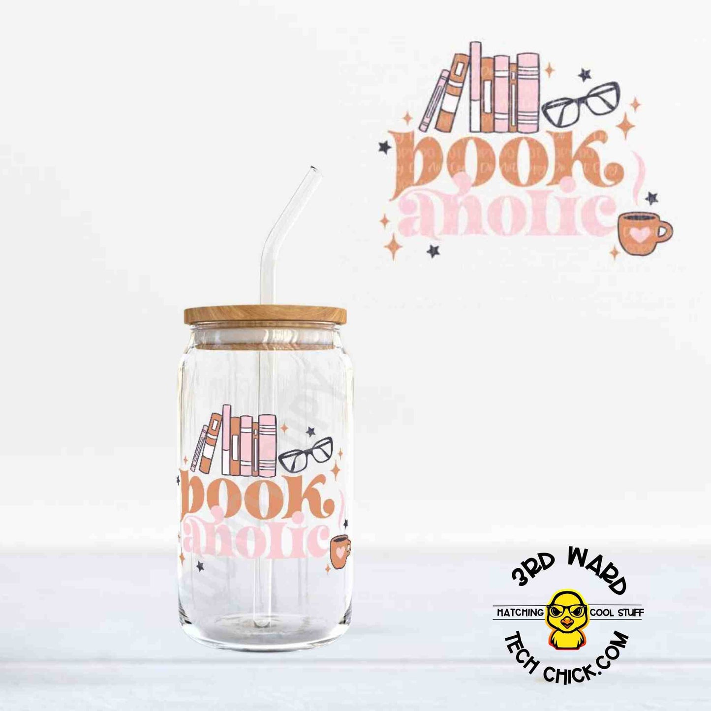 Bookaholic Love 16 oz Glass Cup