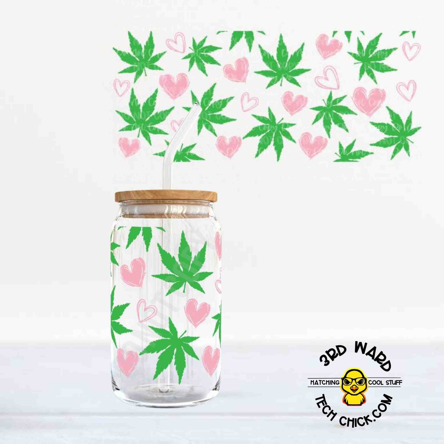 Cannabis Love 16 oz Glass Cup