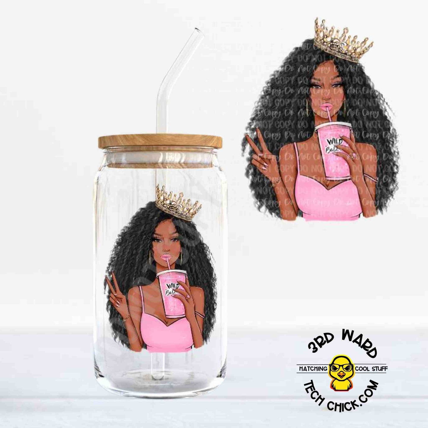 Curly Babe 16 oz Glass Cup