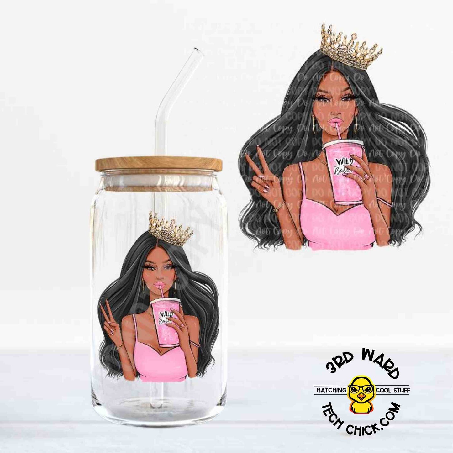 Dark Hair Babe 16 oz Glass Cup