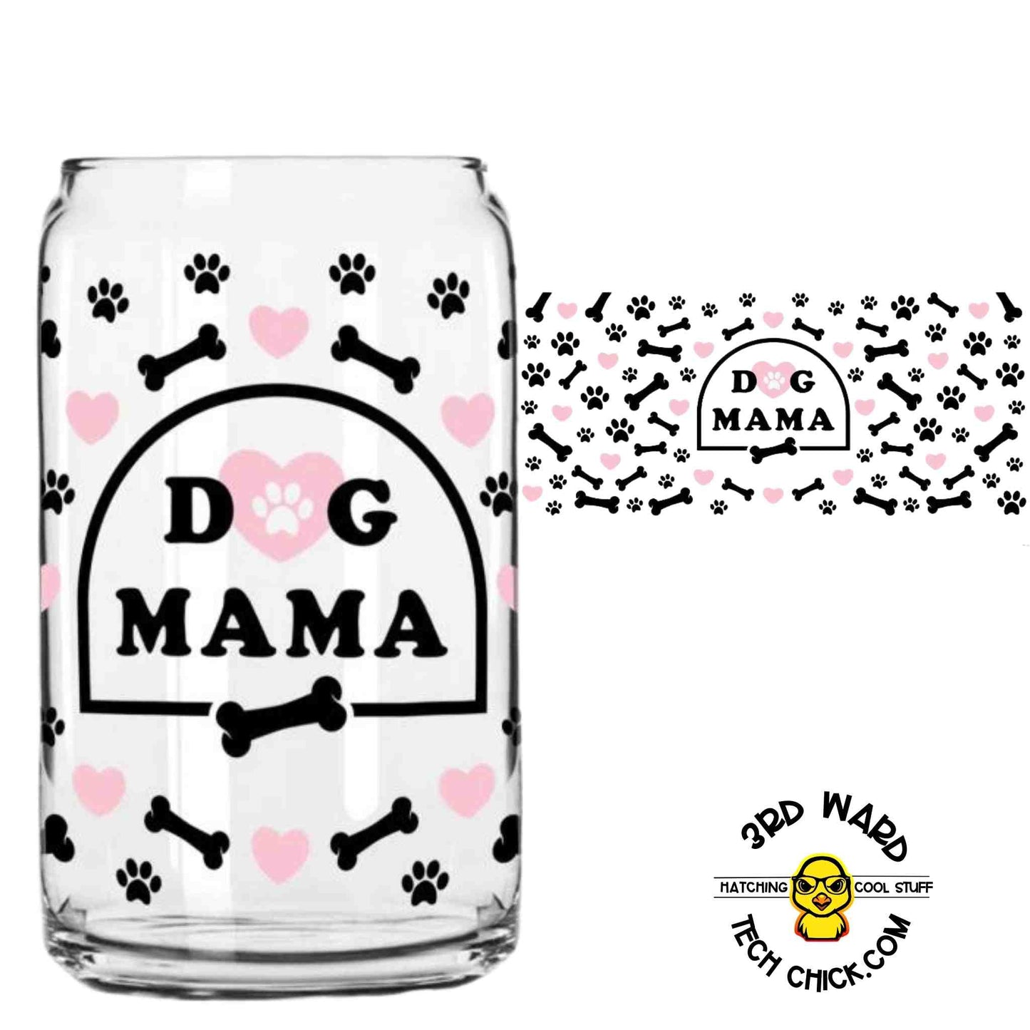 Dog Mama 16 oz Glass Cup