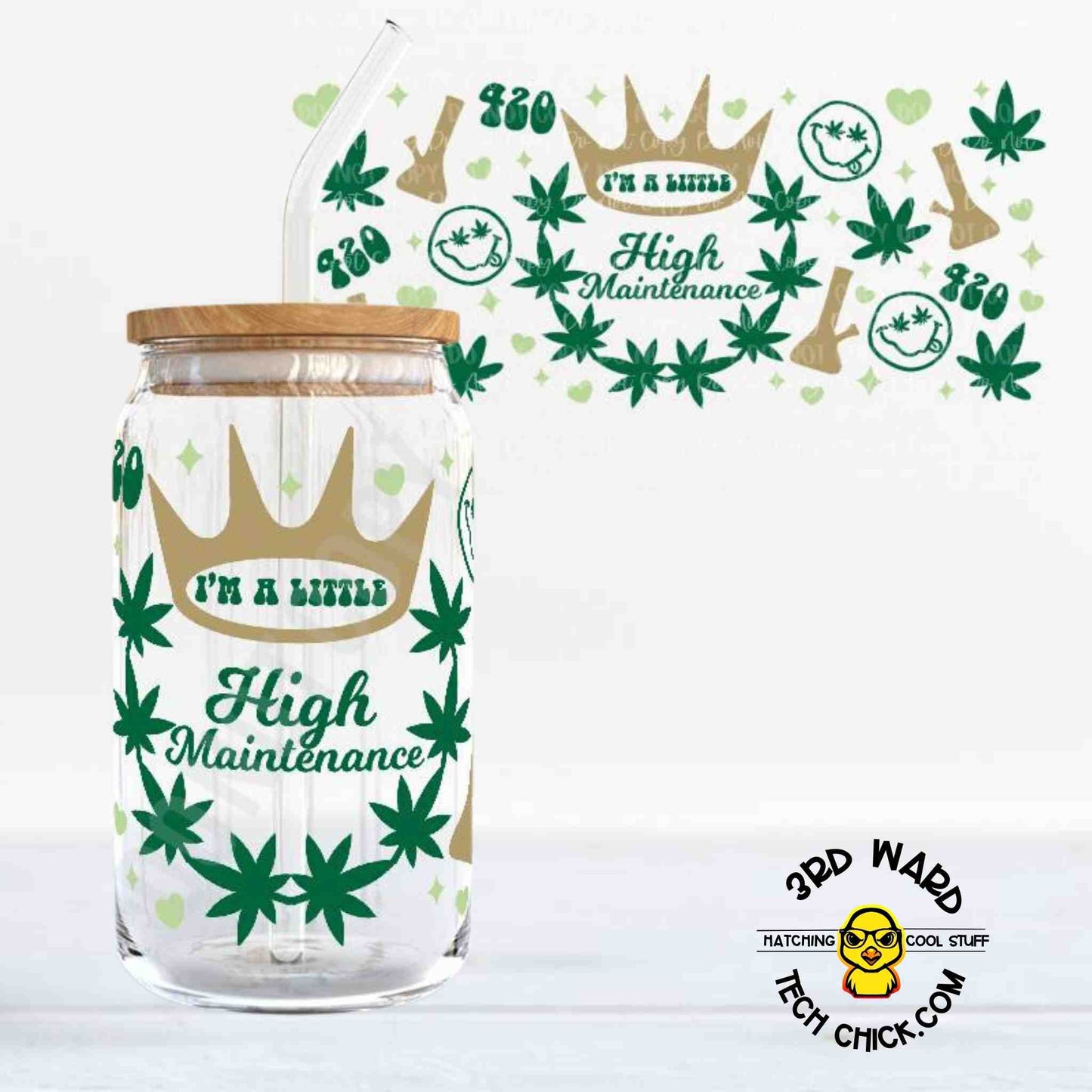 High Maintenance 16 oz Glass Cup