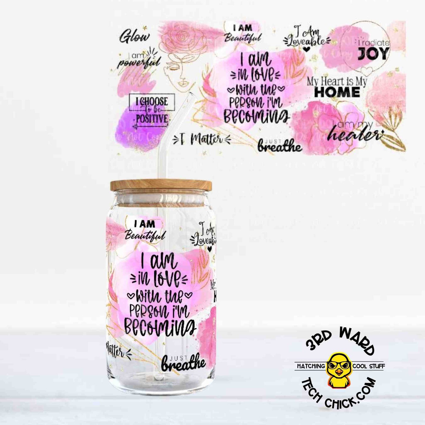 In Love 16 oz Glass Cup