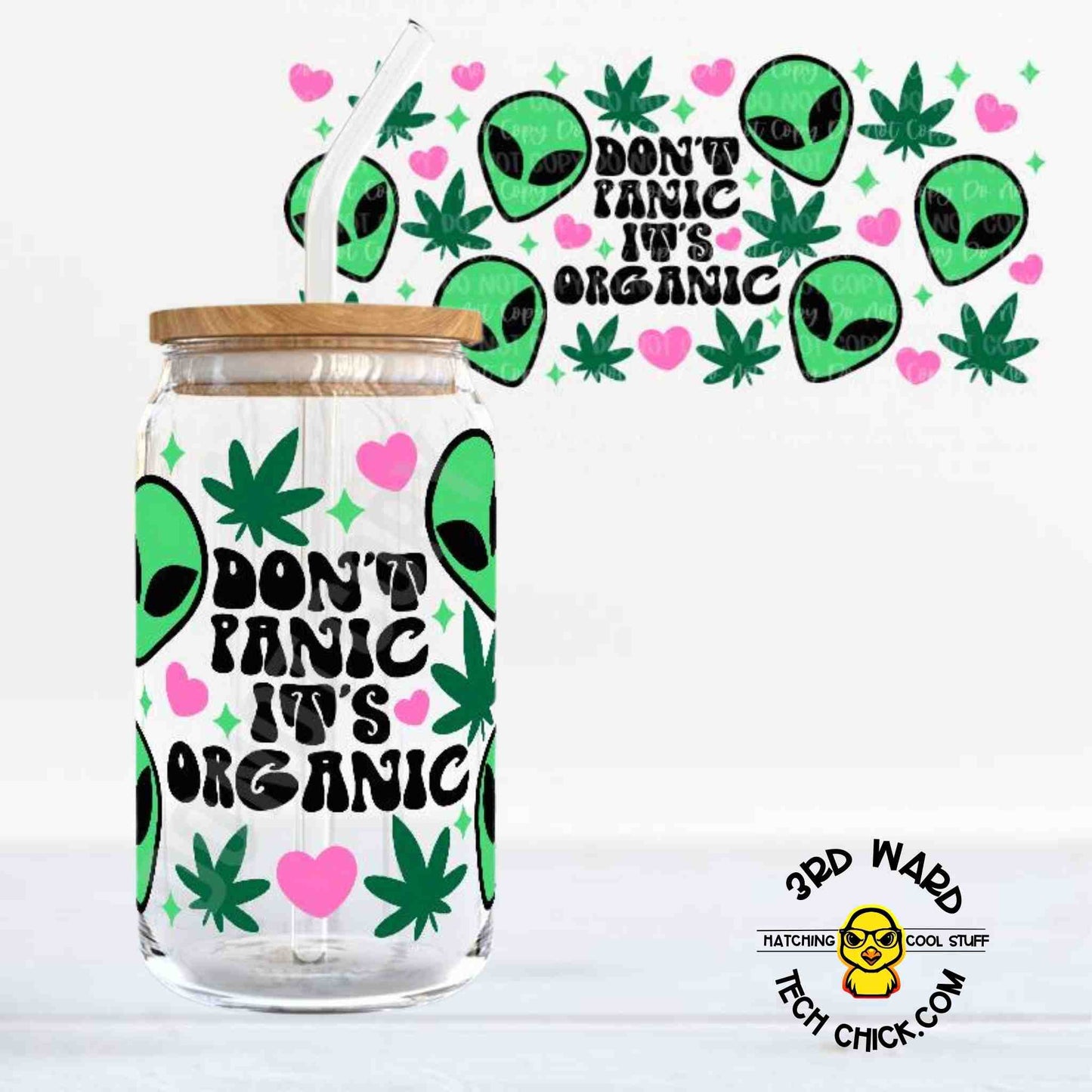 Don't Panic 16 oz Glass Cup