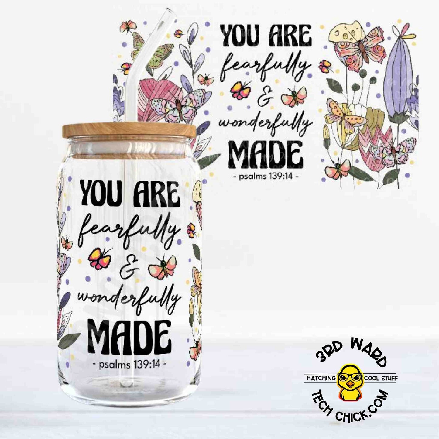 Psalm 139:14 16 oz Glass Cup