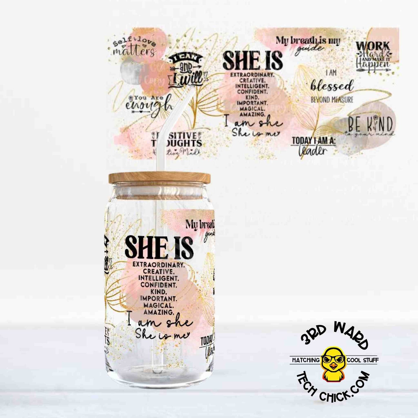 She Is 16 oz Glass Cup