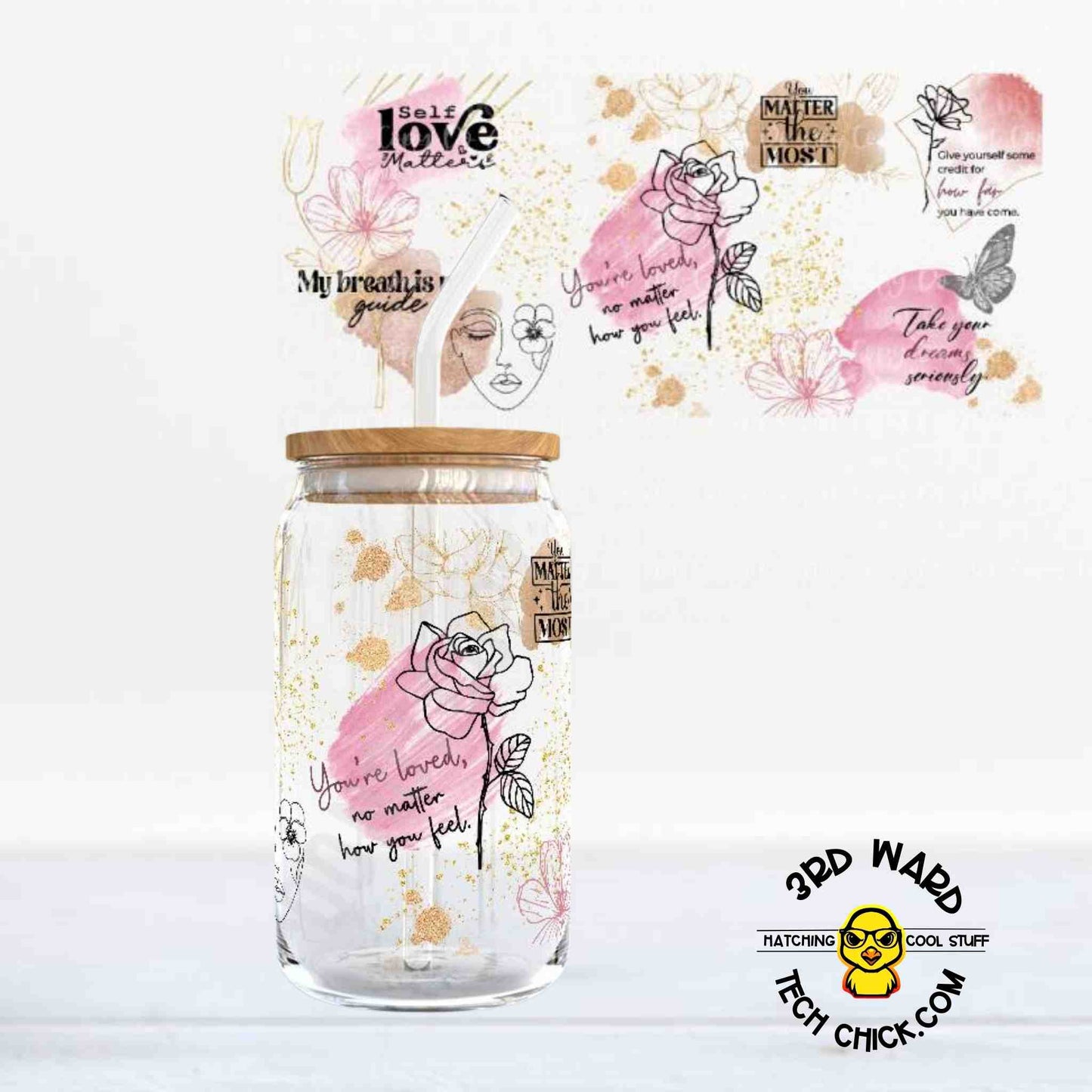 You Are Loved 16 oz Glass Cup