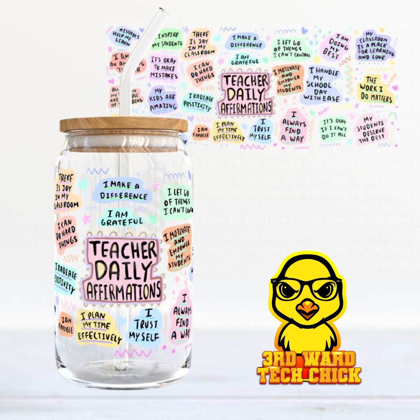 Teacher Affirmations 16 oz Glass Cup