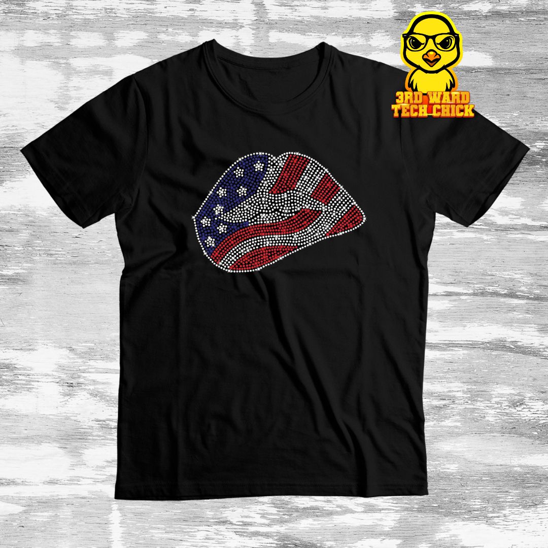 USA Lips Rhinestone